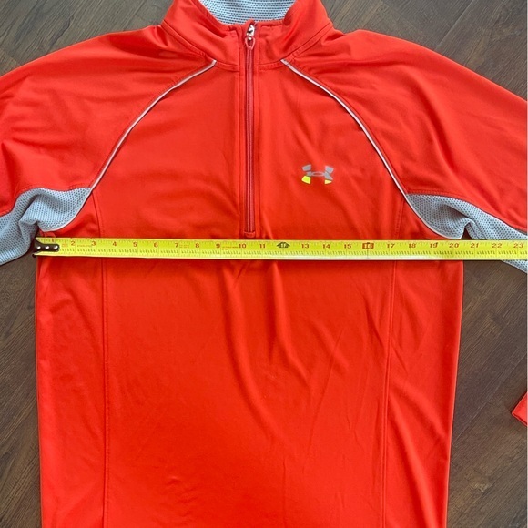 UNDER ARMOUR UA Tech Running Quarter Zip Pullover Orange Grey Performance Medium - Picture 11 of 11